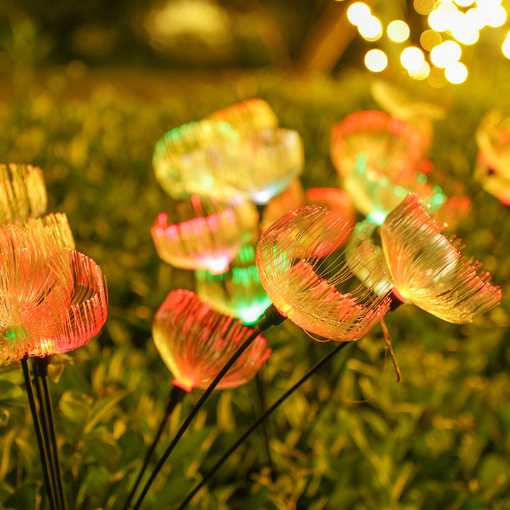Modern Simplicity Solar Waterproof ABS Stainless Steel Fiber Optic Jellyfish LED Outdoor Light Landscape Lighting For Garden