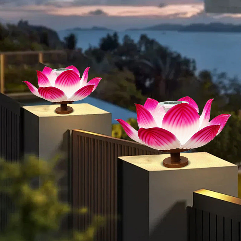 Traditional Chinese Solar Waterproof ABS Lotus LED Outdoor Light Landscape Lighting For Outdoor Patio