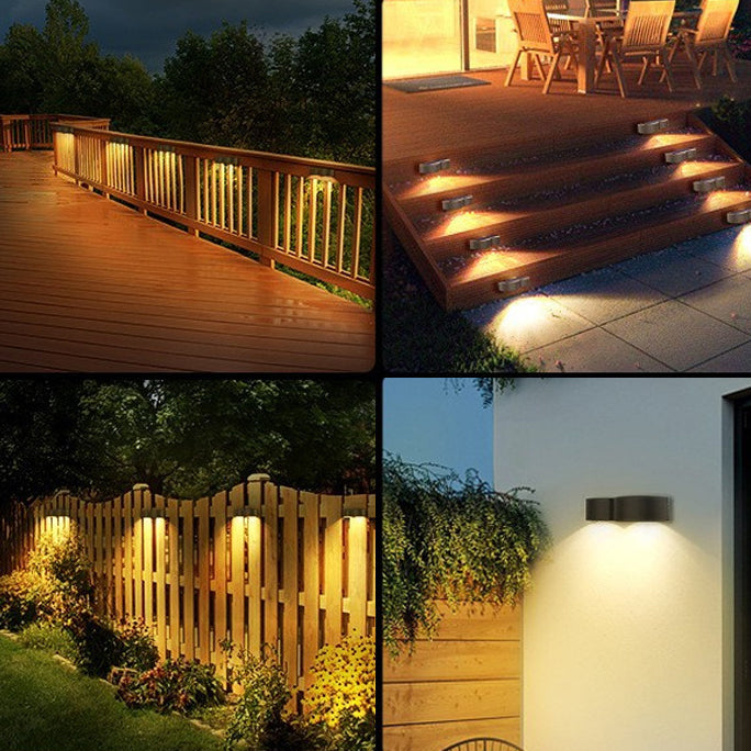 Moderne Einfachheit Solar Wasserdicht ABS PS Teleskop Runde LED Wandleuchte Für Außenbereich Terrasse 