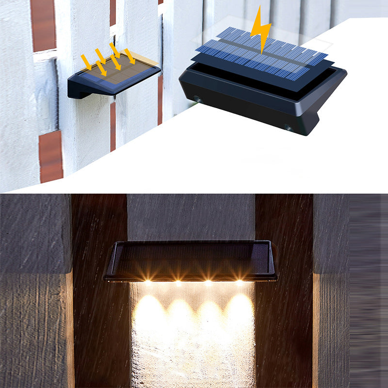 Lámpara Aplique de Pared LED con Haz Enfocado Rectangular de ABS PC Impermeable Solar de Simplicidad Moderna para Patio Exterior 