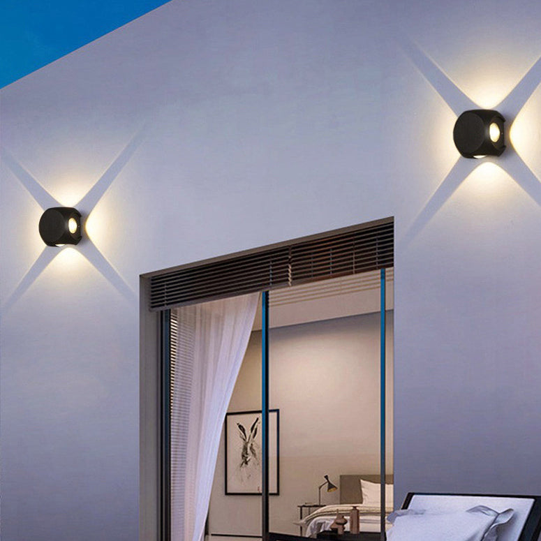 Lámpara de aplique de pared LED de cubo de dados de aluminio impermeable de simplicidad moderna para patio exterior 