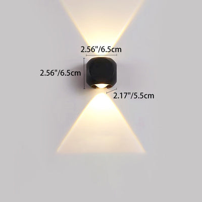 Lámpara de aplique de pared LED de cubo de dados de aluminio impermeable de simplicidad moderna para patio exterior 