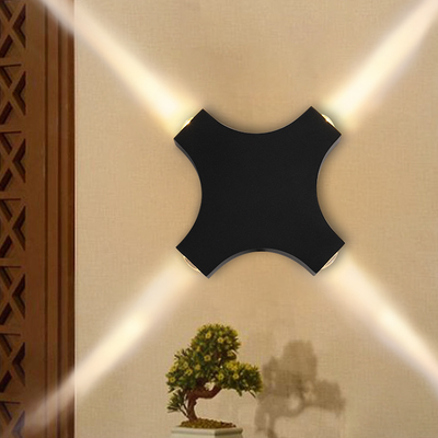Contemporary Creative Waterproof Aluminum Crosshair Star LED Wall Sconce Lamp For Outdoor Patio