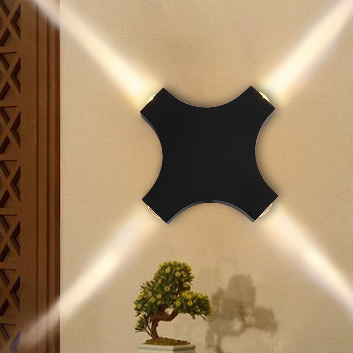 Contemporary Creative Waterproof Aluminum Crosshair Star LED Wall Sconce Lamp For Outdoor Patio