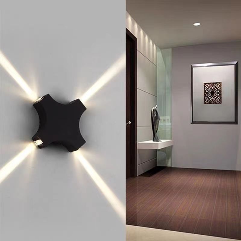 Contemporary Creative Waterproof Aluminum Crosshair Star LED Wall Sconce Lamp For Outdoor Patio