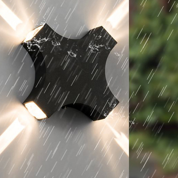 Contemporary Creative Waterproof Aluminum Crosshair Star LED Wall Sconce Lamp For Outdoor Patio