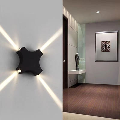 Contemporary Creative Waterproof Aluminum Crosshair Star LED Wall Sconce Lamp For Outdoor Patio