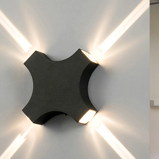 Contemporary Creative Waterproof Aluminum Crosshair Star LED Wall Sconce Lamp For Outdoor Patio