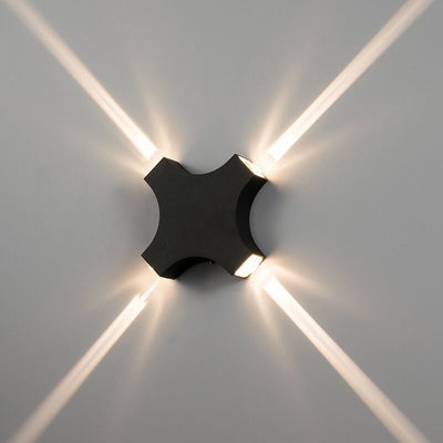 Contemporary Creative Waterproof Aluminum Crosshair Star LED Wall Sconce Lamp For Outdoor Patio