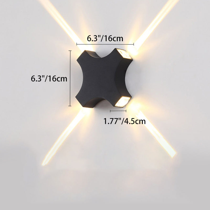 Contemporary Creative Waterproof Aluminum Crosshair Star LED Wall Sconce Lamp For Outdoor Patio