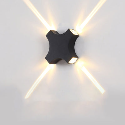 Contemporary Creative Waterproof Aluminum Crosshair Star LED Wall Sconce Lamp For Outdoor Patio