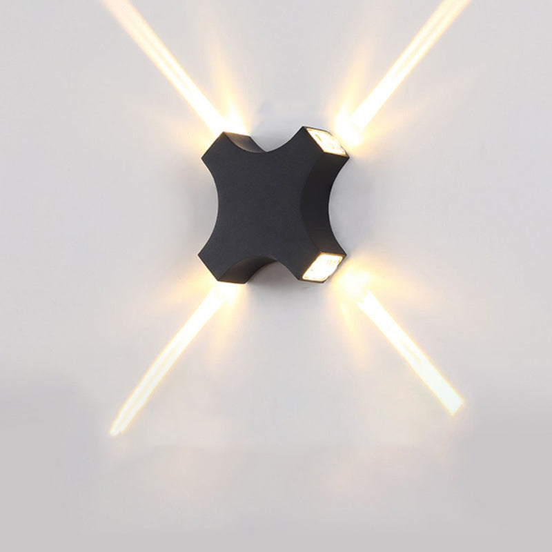 Contemporary Creative Waterproof Aluminum Crosshair Star LED Wall Sconce Lamp For Outdoor Patio