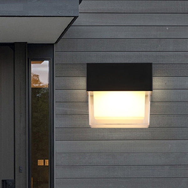 Moderne Einfachheit Solar Wasserdichte ABS Zylinder Quadratische LED Wandleuchte Für Außenbereich Patio 