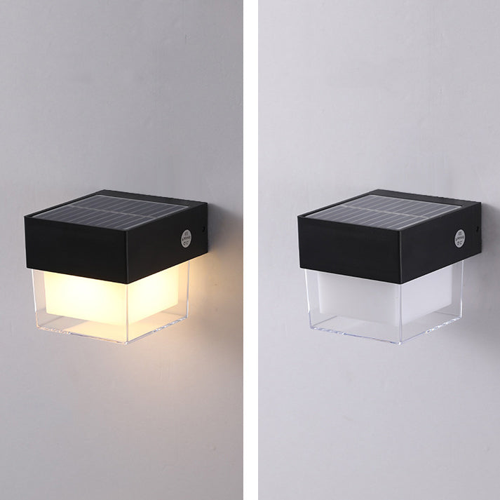 Moderne Einfachheit Solar Wasserdichte ABS Zylinder Quadratische LED Wandleuchte Für Außenbereich Patio 