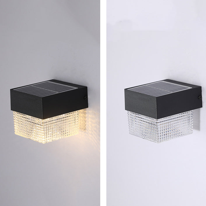 Moderne Einfachheit Solar Wasserdichte ABS Zylinder Quadratische LED Wandleuchte Für Außenbereich Patio 