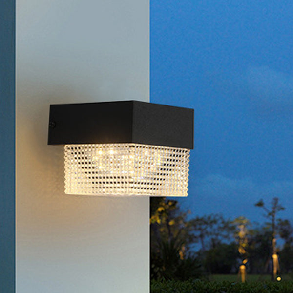Modern Simplicity Solar Waterproof ABS Cylinder Square LED Wall Sconce Lamp For Outdoor Patio