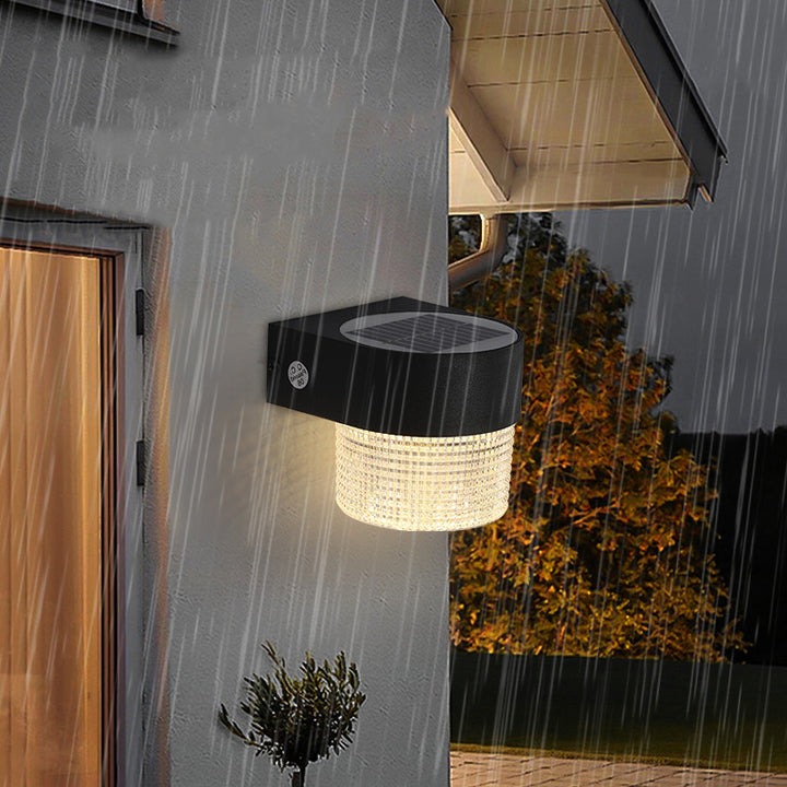 Modern Simplicity Solar Waterproof ABS Cylinder Square LED Wall Sconce Lamp For Outdoor Patio