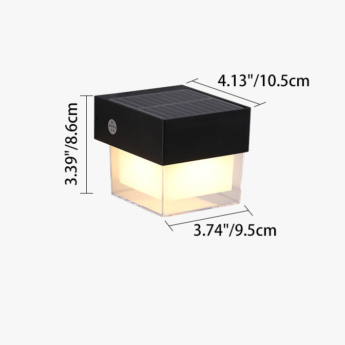 Moderne Einfachheit Solar Wasserdichte ABS Zylinder Quadratische LED Wandleuchte Für Außenbereich Patio 
