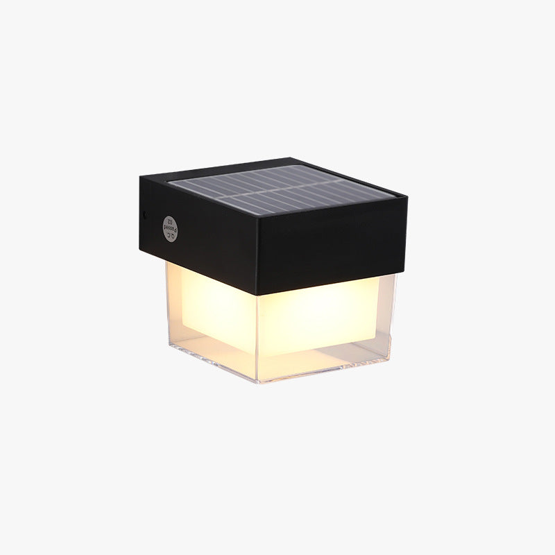 Moderne Einfachheit Solar Wasserdichte ABS Zylinder Quadratische LED Wandleuchte Für Außenbereich Patio 