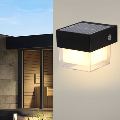 Modern Simplicity Solar Waterproof ABS Cylinder Square LED Wall Sconce Lamp For Outdoor Patio