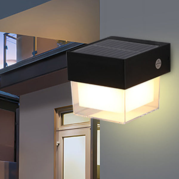 Moderne Einfachheit Solar Wasserdichte ABS Zylinder Quadratische LED Wandleuchte Für Außenbereich Patio 