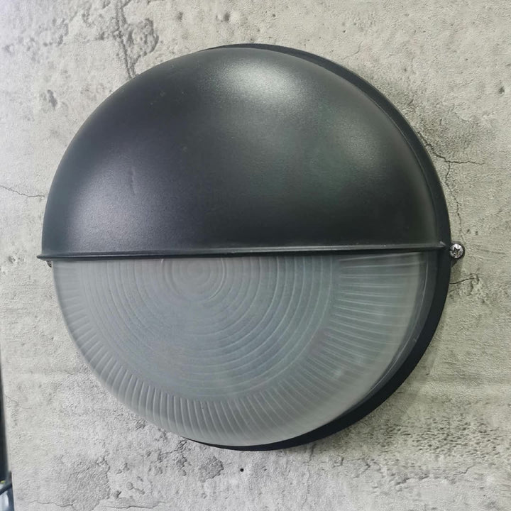 Lámpara de Aplique de Pared Redonda de 1 Luz de Vidrio Esmerilado de Aluminio Impermeable Industrial Contemporáneo para Patio Exterior 