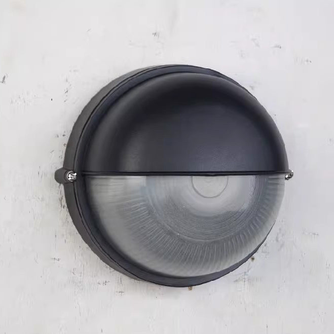 Lámpara de Aplique de Pared Redonda de 1 Luz de Vidrio Esmerilado de Aluminio Impermeable Industrial Contemporáneo para Patio Exterior 