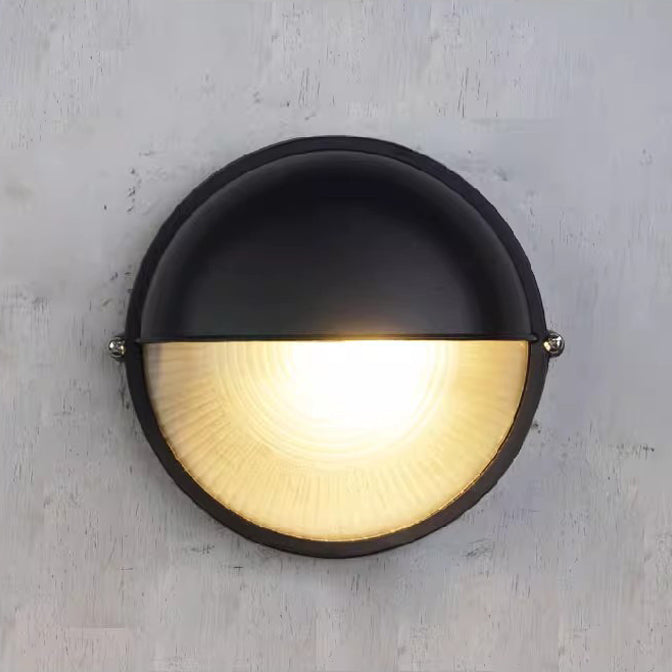 Zeitgenössische industrielle wasserdichte Aluminium-Glas-matte runde 1-Licht-Wandleuchte für den Außenbereich 
