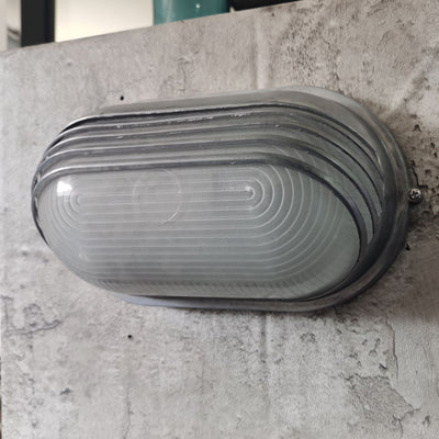 Contemporary Industrial Waterproof Aluminum Glass Frosted Oval Striped 1-Light Wall Sconce Lamp For Outdoor Patio
