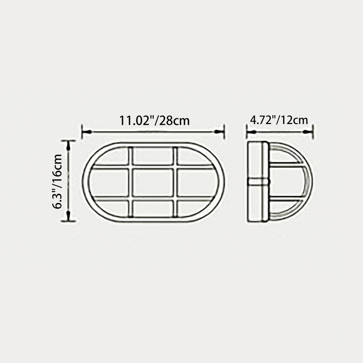 Contemporáneo Industrial Impermeable Aluminio Vidrio Esmerilado Ovalado Rayado Aplique de Pared de 1 Luz para Patio Exterior 