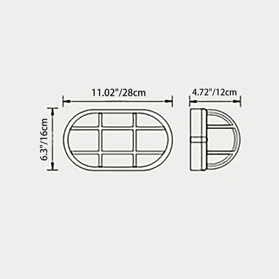 Contemporary Industrial Waterproof Aluminum Glass Frosted Oval Striped 1-Light Wall Sconce Lamp For Outdoor Patio