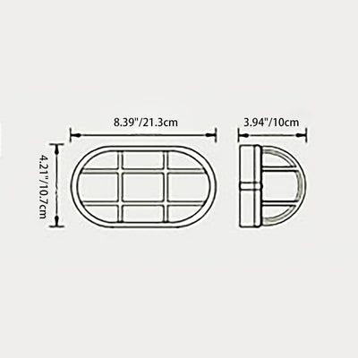 Contemporary Industrial Waterproof Aluminum Glass Frosted Oval Striped 1-Light Wall Sconce Lamp For Outdoor Patio