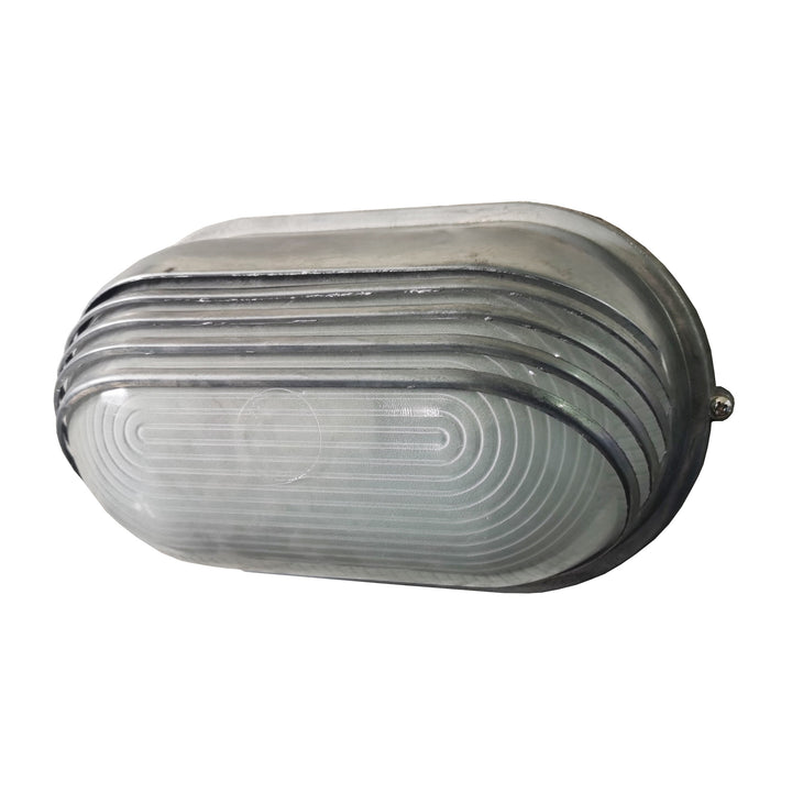 Contemporáneo Industrial Impermeable Aluminio Vidrio Esmerilado Ovalado Rayado Aplique de Pared de 1 Luz para Patio Exterior 