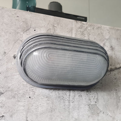 Contemporary Industrial Waterproof Aluminum Glass Frosted Oval Striped 1-Light Wall Sconce Lamp For Outdoor Patio