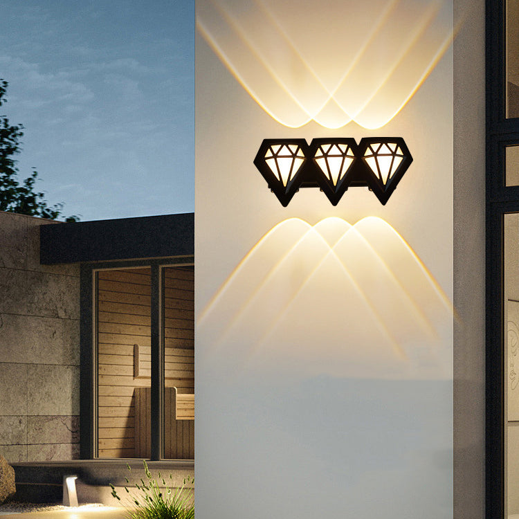 Contemporary Creative Waterproof Aluminum Acrylic Diamond LED Wall Sconce Lamp For Outdoor Patio