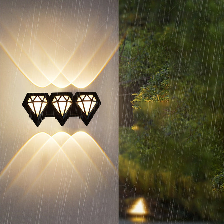 Applique murale LED en diamant acrylique en aluminium étanche créatif contemporain pour patio extérieur 