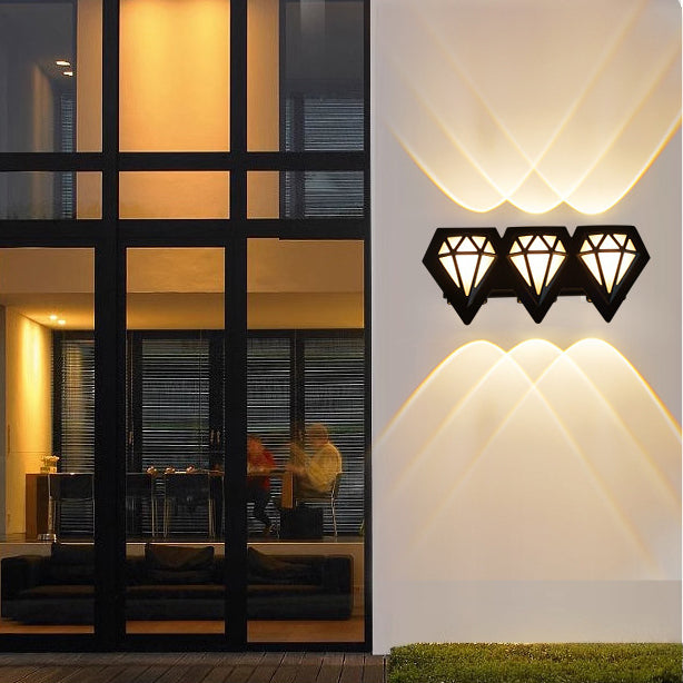 Contemporary Creative Waterproof Aluminum Acrylic Diamond LED Wall Sconce Lamp For Outdoor Patio