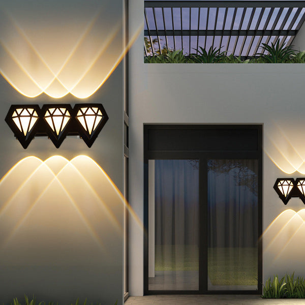 Applique murale LED en diamant acrylique en aluminium étanche créatif contemporain pour patio extérieur 