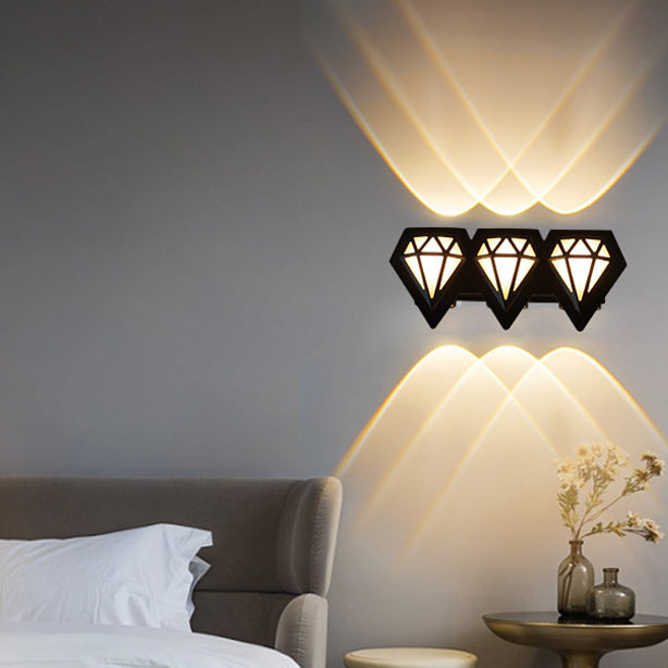 Contemporary Creative Waterproof Aluminum Acrylic Diamond LED Wall Sconce Lamp For Outdoor Patio
