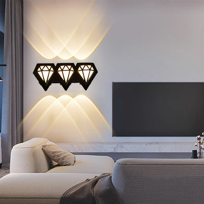 Contemporary Creative Waterproof Aluminum Acrylic Diamond LED Wall Sconce Lamp For Outdoor Patio
