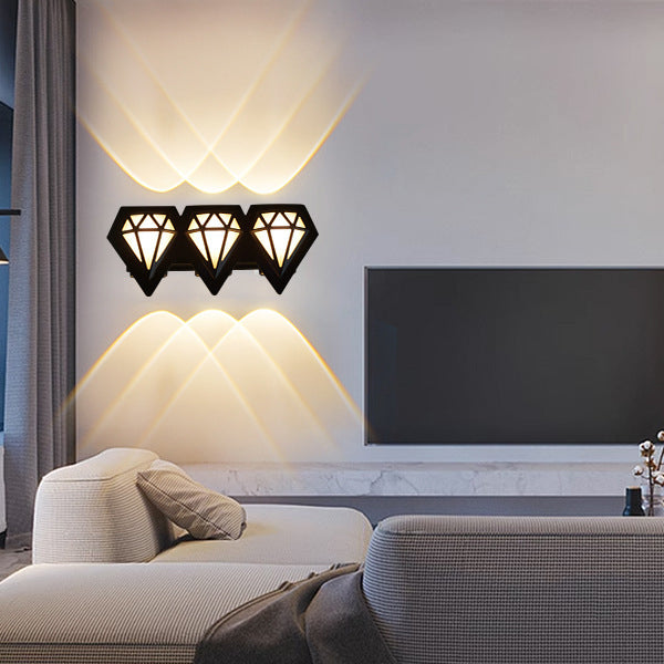 Contemporary Creative Waterproof Aluminum Acrylic Diamond LED Wall Sconce Lamp For Outdoor Patio