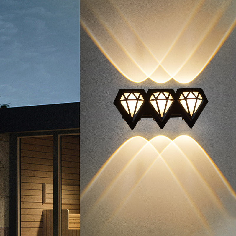 Contemporary Creative Waterproof Aluminum Acrylic Diamond LED Wall Sconce Lamp For Outdoor Patio