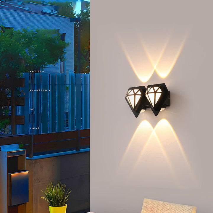 Applique murale LED en diamant acrylique en aluminium étanche créatif contemporain pour patio extérieur 