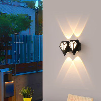 Contemporary Creative Waterproof Aluminum Acrylic Diamond LED Wall Sconce Lamp For Outdoor Patio