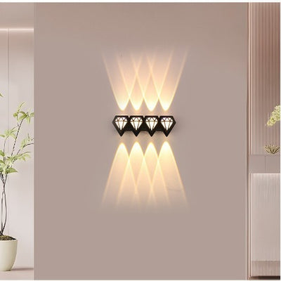 Contemporary Creative Waterproof Aluminum Acrylic Diamond LED Wall Sconce Lamp For Outdoor Patio