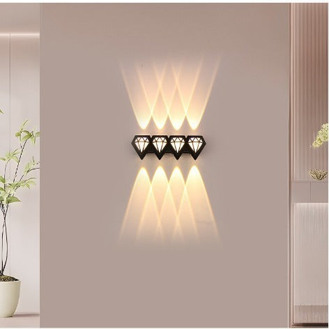 Contemporary Creative Waterproof Aluminum Acrylic Diamond LED Wall Sconce Lamp For Outdoor Patio