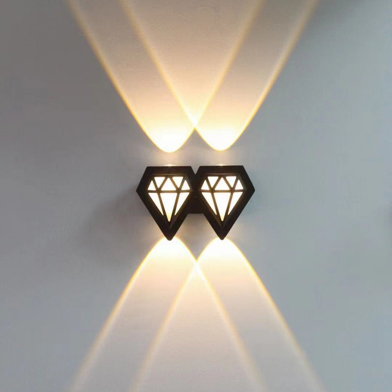 Contemporary Creative Waterproof Aluminum Acrylic Diamond LED Wall Sconce Lamp For Outdoor Patio