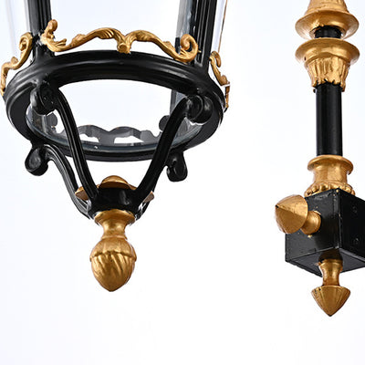 Traditional European Waterproof Aluminum Glass Lantern Carved LED Wall Sconce Lamp For Outdoor Patio
