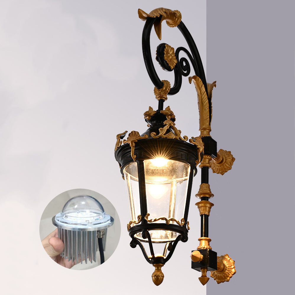 Traditionelle europäische wasserdichte Aluminium-Glaslaterne geschnitzte LED-Wandleuchte für Außenbereich Terrasse 