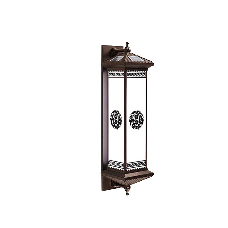 Traditional Chinese Waterproof ABS Aluminum Glass Rectangular Happiness Wealth Pattern LED Wall Sconce Lamp For Outdoor Patio